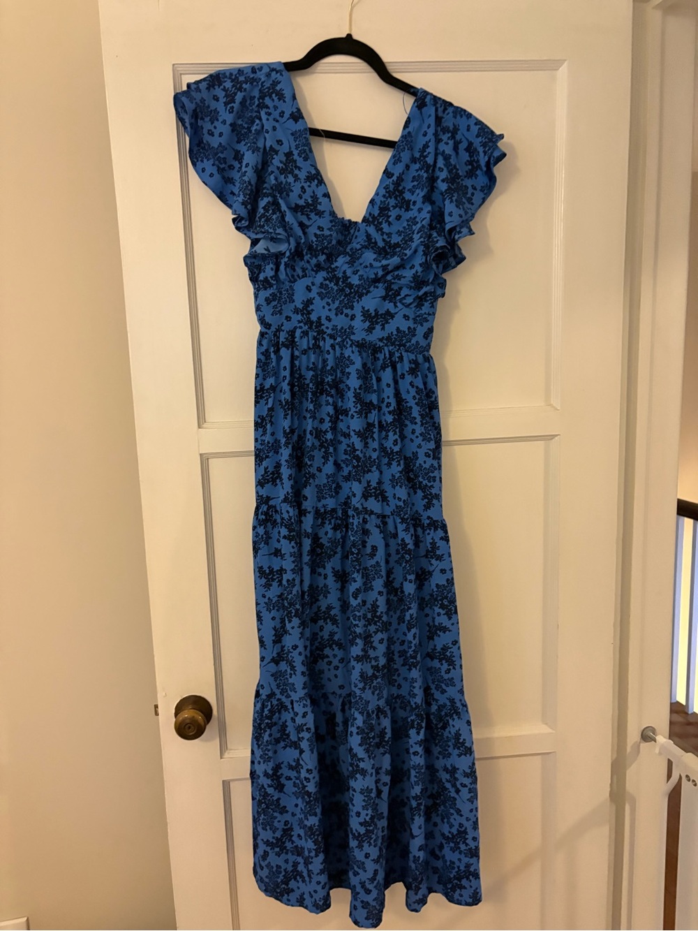 English Factory Floral Maxi Dress with Ruffle Sleeves